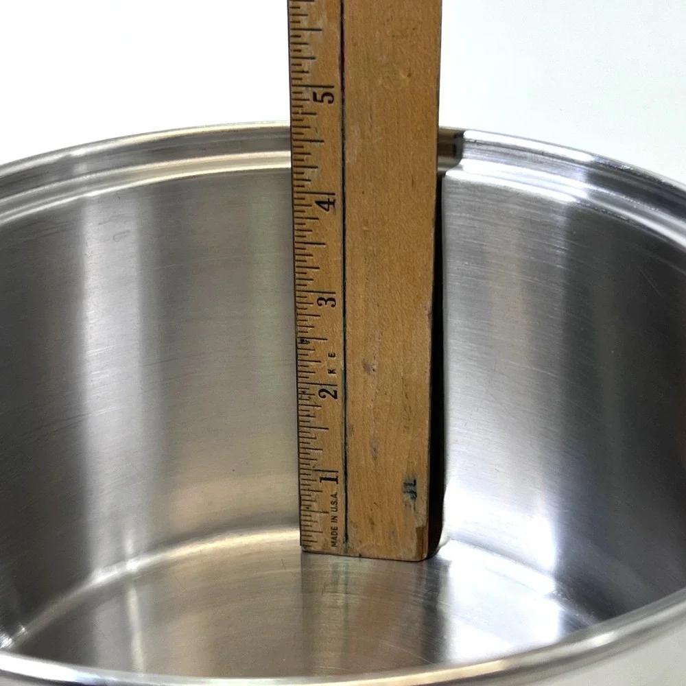 Lifetime 18-8 Stainless Steel 3 Qt Saucepan with Lid Wood Handle USA 7.5x4